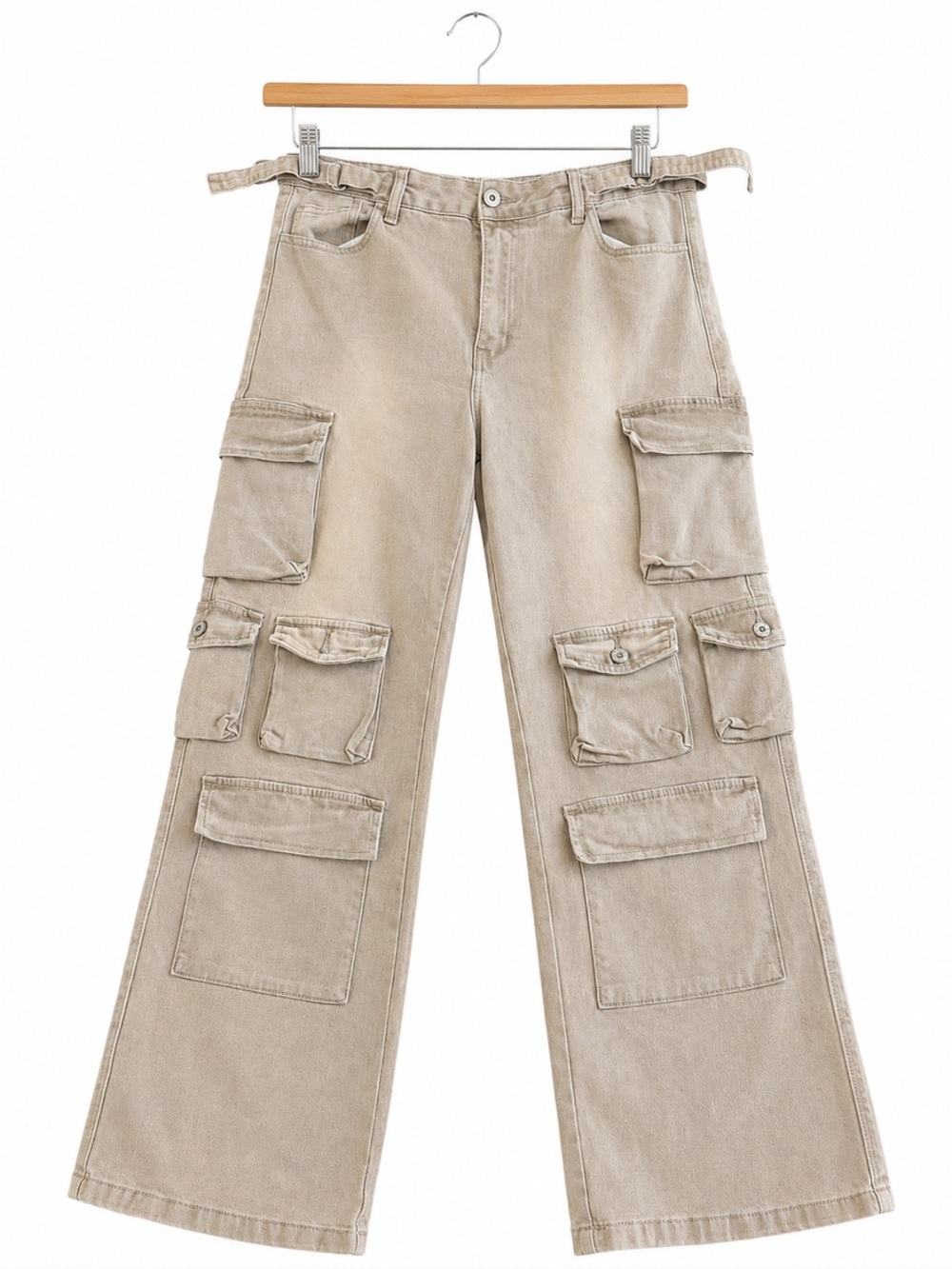 VIP Jeans Y2K Tan Wide Leg Cargo Pants Size 17/33